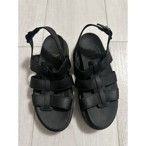 Dr Marten Women's Yelena Hydro Leather All Black Sandal Size 7